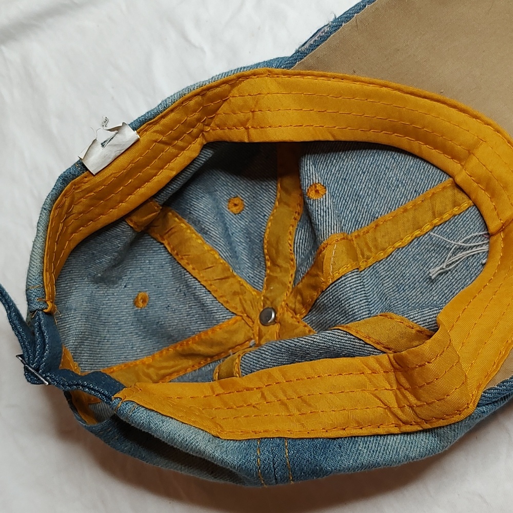 Bling American Flag Denim Distressed Jean Cap USA Hat - Picture 8 of 11